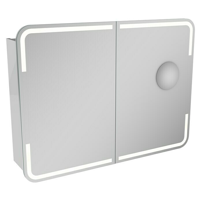 Camargue Stella LED-Spiegelschrank (B x H: 100 x 73,5 cm, Mit Beleuchtung, Mit abgerundeten Kanten, Spanplatte, Weiß)