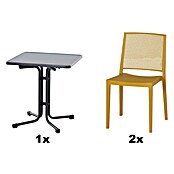 Siena Garden Urban Lights Gartenmöbel-Set Square Stuhl/Paco Tisch (Stuhl (L x B x H): 56 x 56 x 80 cm, Tisch (L x B x H): 70 x 70 x 71 cm, 3 -tlg., Polypropylen, Melamin, Mustard/Anthrazit) | BAUHAUS
