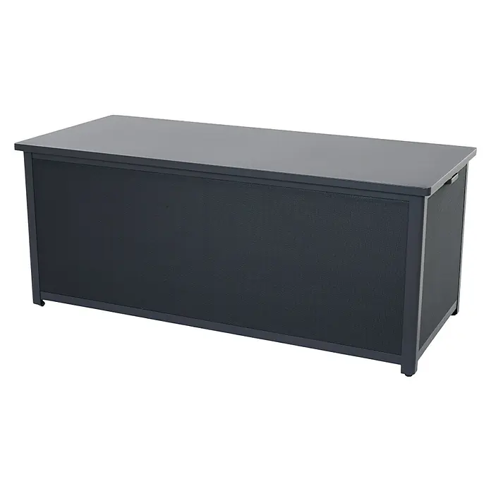 Siena Garden Garten-Aufbewahrungsbox Sabano - 181 x 79,3 x 75 cm, Aluminium, Anthrazit - Bild einer grauen Gartenbox. Die robuste Aufbewahrungsbox ist ideal für den Außenbereich und bietet viel Stauraum für Gartenutensilien und mehr.