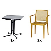 Siena Garden Urban Lights Gartenmöbel-Set Square Sessel/Paco Tisch (Sessel (L x B x H): 56 x 56 x 80 cm, Tisch (L x B x H): 70 x 70 x 71 cm, 3 -tlg., Polypropylen, Melamin, Mustard/Anthrazit) | BAUHAUS