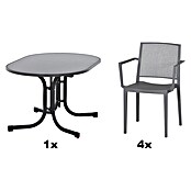 Siena Garden Urban Lights Gartenmöbel-Set Square Sessel/Paco Tisch (Sessel (L x B x H): 56 x 56 x 80 cm, Tisch (L x B x H): 140 x 90 x 71 cm, 5 -tlg., Polypropylen, Melamin, Grau/Anthrazit) | BAUHAUS
