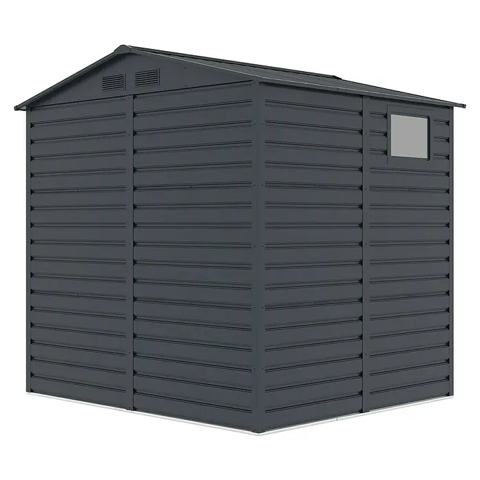 Gardol Gerätehaus Easy One - Außenmaß inkl. Dachüberstand (B x T): 213 x 195 cm, Metall, Anthrazit - Metallgartenhaus in Anthrazit mit horizontaler Verkleidung und kleinem Fenster, ideal zur Aufbewahrung von Gartengeräten.