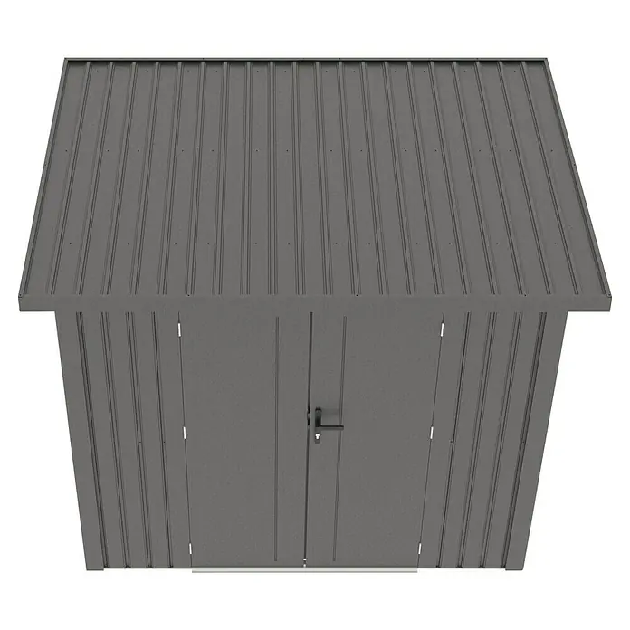 Gardol Gerätehaus Style - Außenmaß inkl. Dachüberstand (B x T): 225 x 190 cm, Metall, Schwarz - Grauer Metallgeräteschuppen mit Doppeltür und geripptem Dach für zusätzlichen Stauraum im Freien. Robust und wetterfest.