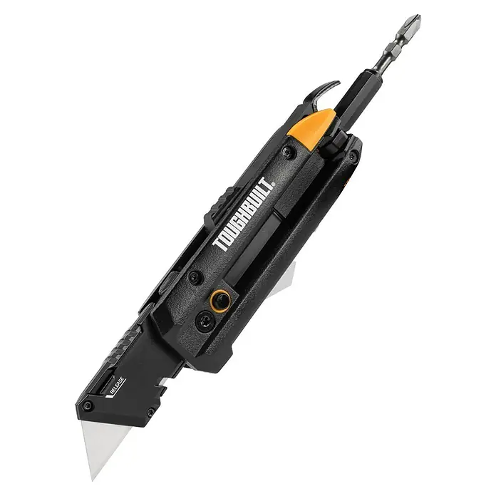 ToughBuilt Navaja de bolsillo TB-H4-12-IM - Largo: 31,8 mm, Aluminio - El robusto cuchillo multiherramienta TOUGHBUILT con soporte para puntas es una herramienta versátil.