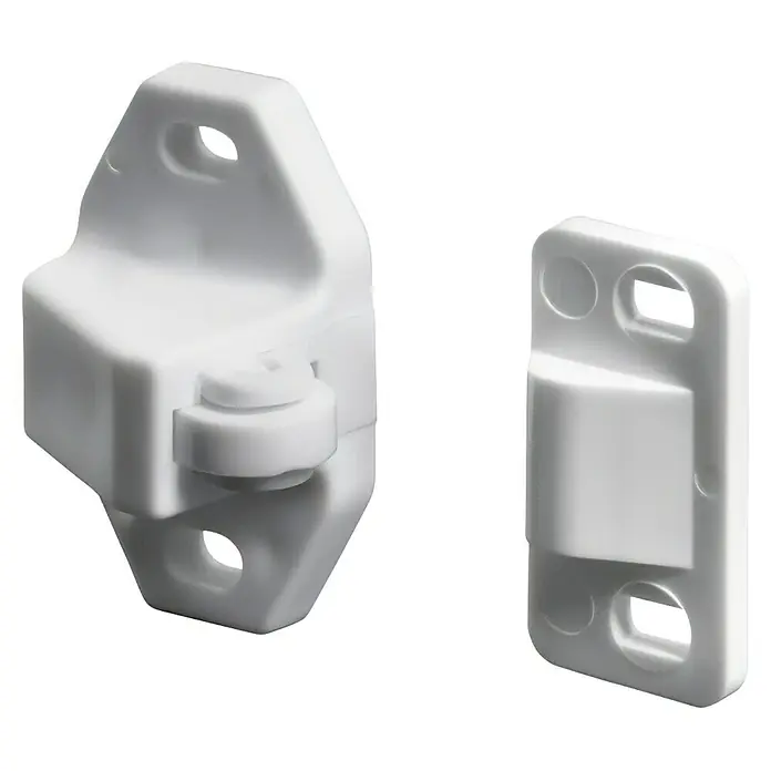 Hettich Rollenschnapper - L x B x H: 21 x 35 x 19 mm, Kunststoff, Weiß - Ein weißer Magnetverschluss, bestehend aus zwei Teilen, für Schränke oder Türen. Ein praktisches Zubehör für Ihr Zuhause.