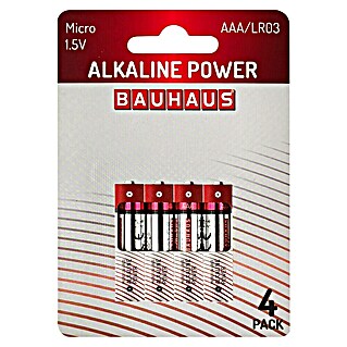 BAUHAUS Alkaline-Batterie Power (Micro AAA, Alkali-Mangan, 1,5 V, 4 Stk.)
