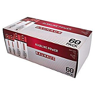 BAUHAUS Alkaline-Batterie Power MICRO AAA, MIGNON AA (Alkali-Mangan, 1,5 V, 60 Stk.)