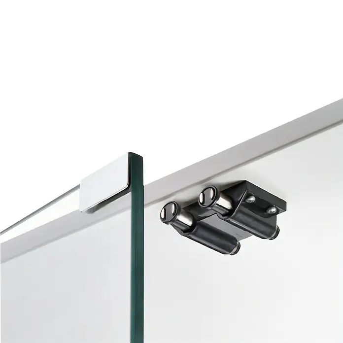 Suki Magnet-Druckverschluss - Geeignet für: 2-flügelige Glastüren - Nahaufnahme eines Schiebetürschranks mit den zugehörigen Schubladenauszügen. Robuste Bauweise für eine langlebige Funktionalität.