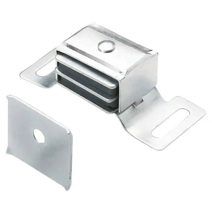 Hettich Magnetverschluss - L x B x H: 65 x 28 x 22 mm, Haftkraft: 3 kg, Silber - Silberner Magnetverschluss für Türen oder Schränke mit separatem Gegenstück. Mit schwarzen Magneteinsätzen.