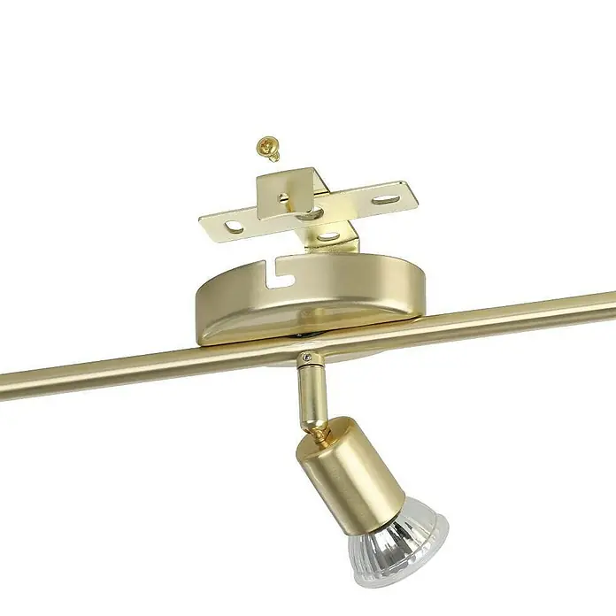 Eglo Buzz-LED Deckenstrahler BUZZ-LED - 8,4 W, Gold, GU10, 3 Stk. - Nahaufnahme einer goldenen Schienenleuchte mit verstellbarem Spot und Befestigung an der Decke.