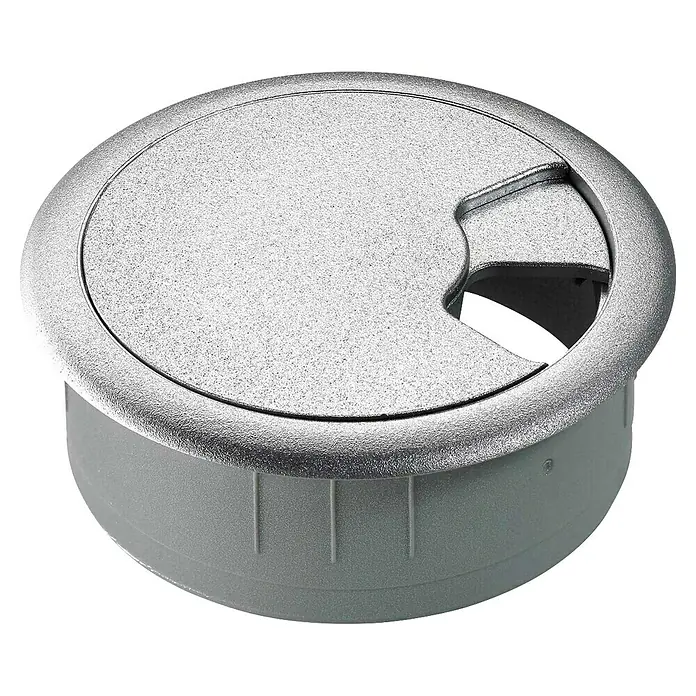 Hettich Kabeldurchführung - Silber, Durchmesser: 60 mm - Silberne Tischkabeldurchführung zur sauberen Kabelführung auf Tischen und Arbeitsplatten. Perfekt für Büro und Heimgebrauch.