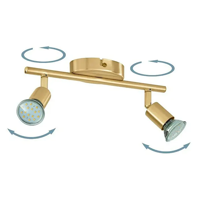 Eglo Buzz-LED Deckenstrahler BUZZ-LED - 5,6 W, Gold, GU10, 2 Stk. - Goldfarbene LED-Deckenleuchte mit zwei Strahlern, die sich drehen und schwenken lassen. Ideal für gezielte Beleuchtung im Wohnbereich.