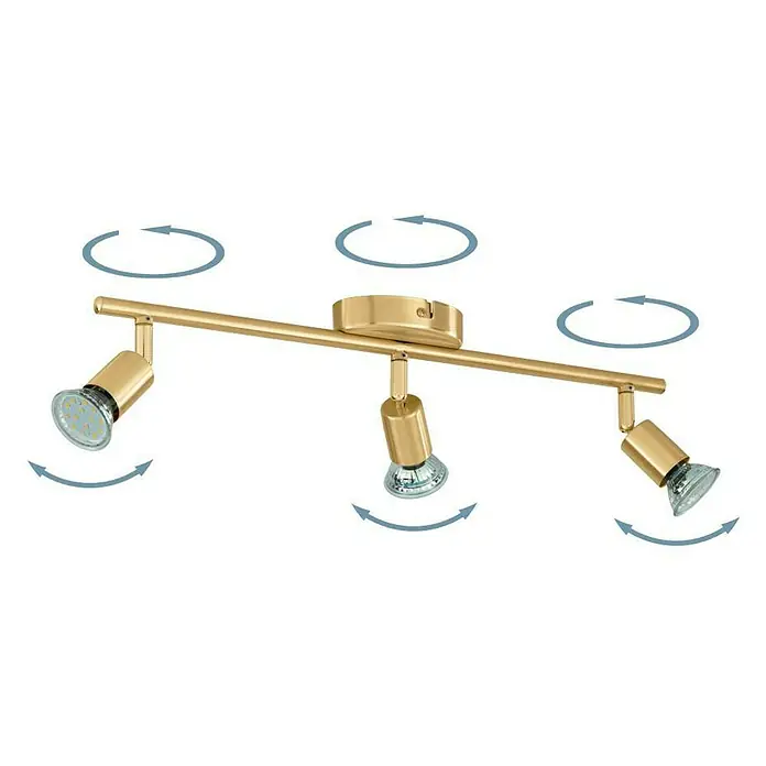 Eglo Buzz-LED Deckenstrahler BUZZ-LED - 8,4 W, Gold, GU10, 3 Stk. - Goldene dreiflammige Deckenleuchte mit verstellbaren Spots zur individuellen Ausleuchtung. Das elegante Design passt ideal in moderne Wohnräume.