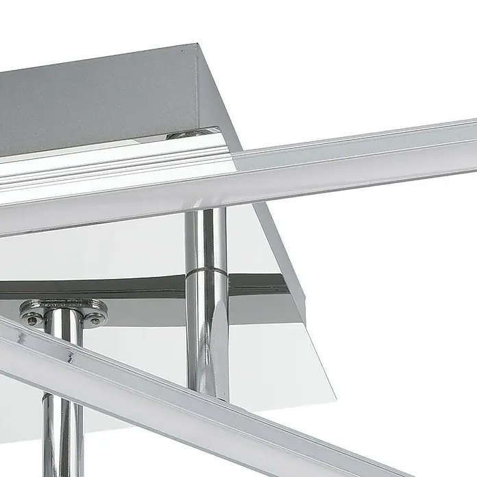 Eglo LED-Deckenleuchte Lasana 1 - 24 W, L x B x H: 50 x 50 x 9,5 cm, Chrom - Nahaufnahme einer modernen Deckenleuchte aus Chrom und Silber, die ein minimalistisches und elegantes Design aufweist. Perfekt für moderne Innenräume.