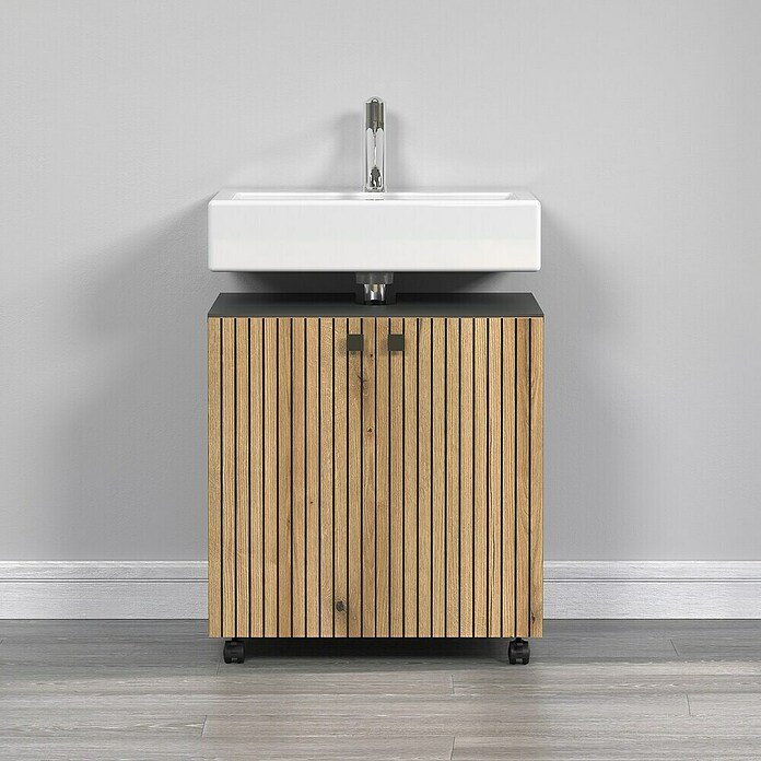 Trendteam Niklas Waschtischunterschrank (B x T x H: 60 x 42 x 64 cm, Evoke Eiche/Anthrazit, Strukturiert) | BAUHAUS