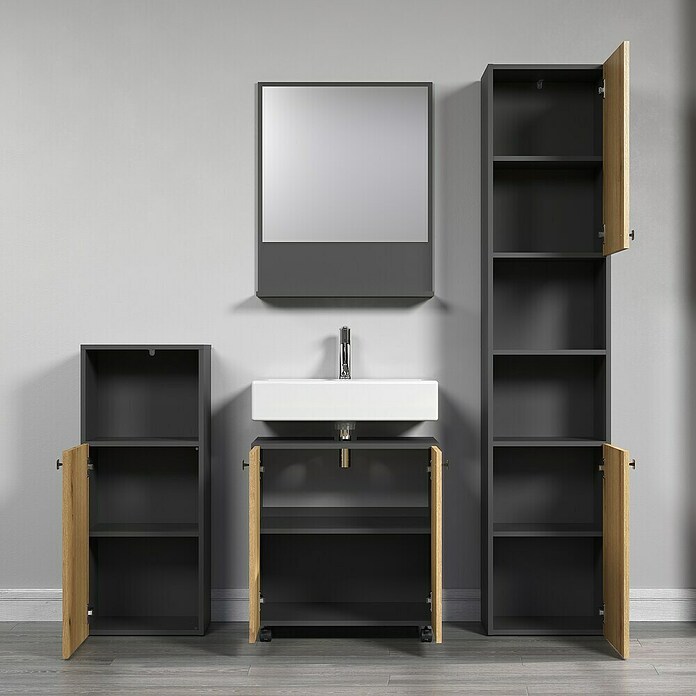 Trendteam Niklas Waschtischunterschrank (B x T x H: 60 x 42 x 64 cm, Evoke Eiche/Anthrazit, Strukturiert) | BAUHAUS