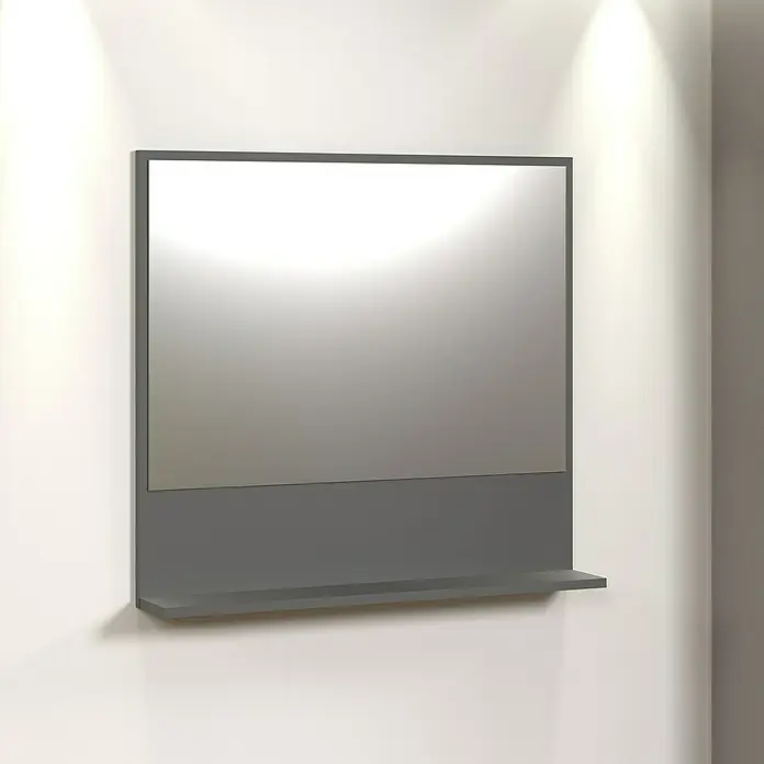 Trendteam Niklas Ablagespiegel - 80 x 14 x 74 cm, Anthrazit - Elegantes graues Wandspiegel-Design mit integriertem Regal. Perfekt für Badezimmer oder Flur, bietet Stil und Funktionalität in einem.
