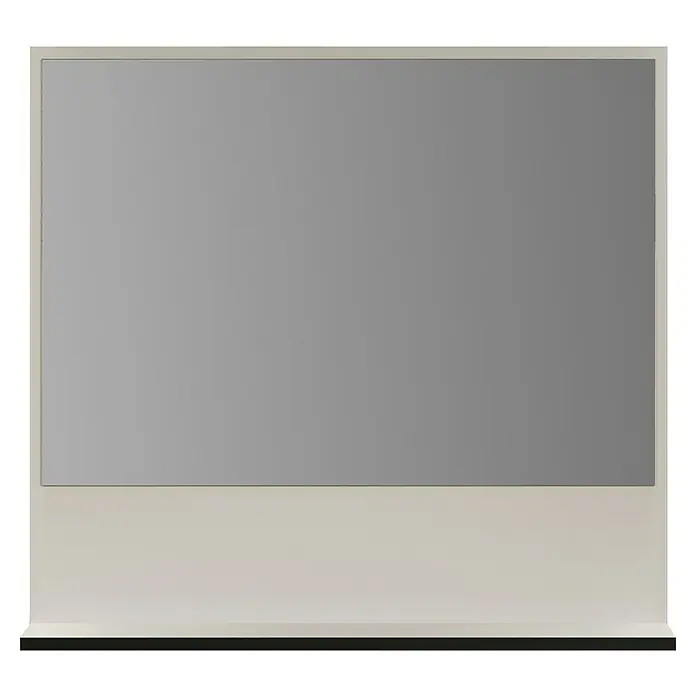 Trendteam Niklas Ablagespiegel - 80 x 14 x 74 cm, Kashmir - Großes rechteckiges graues Spiegel mit hellbeigem Rahmen, auf passendem Ständer mit dunkler Basis.
