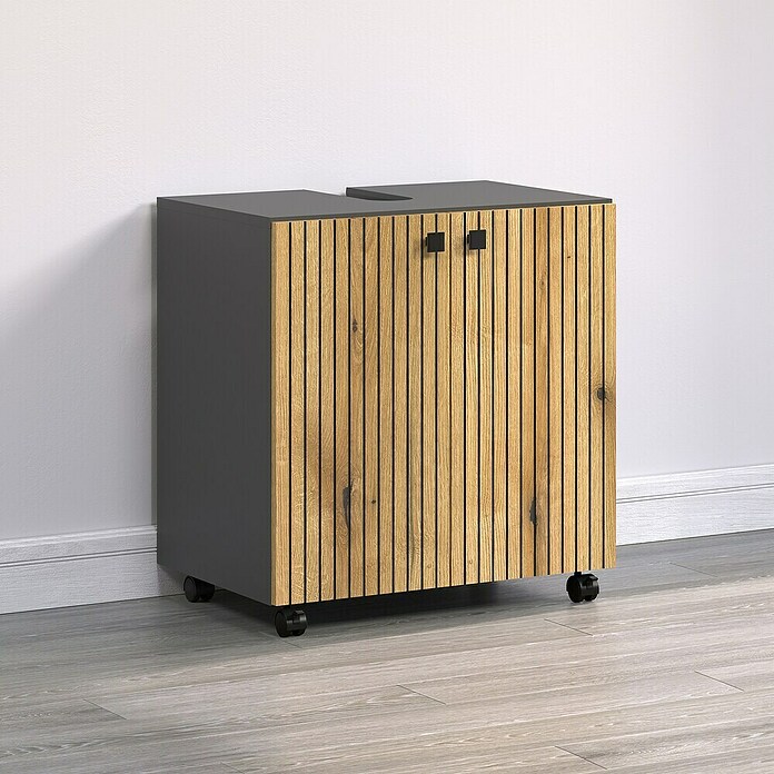 Trendteam Niklas Waschtischunterschrank (B x T x H: 60 x 42 x 64 cm, Evoke Eiche/Anthrazit, Strukturiert) | BAUHAUS