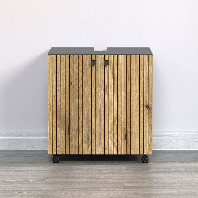Trendteam Niklas Waschtischunterschrank (B x T x H: 60 x 42 x 64 cm, Evoke Eiche/Anthrazit, Strukturiert) | BAUHAUS