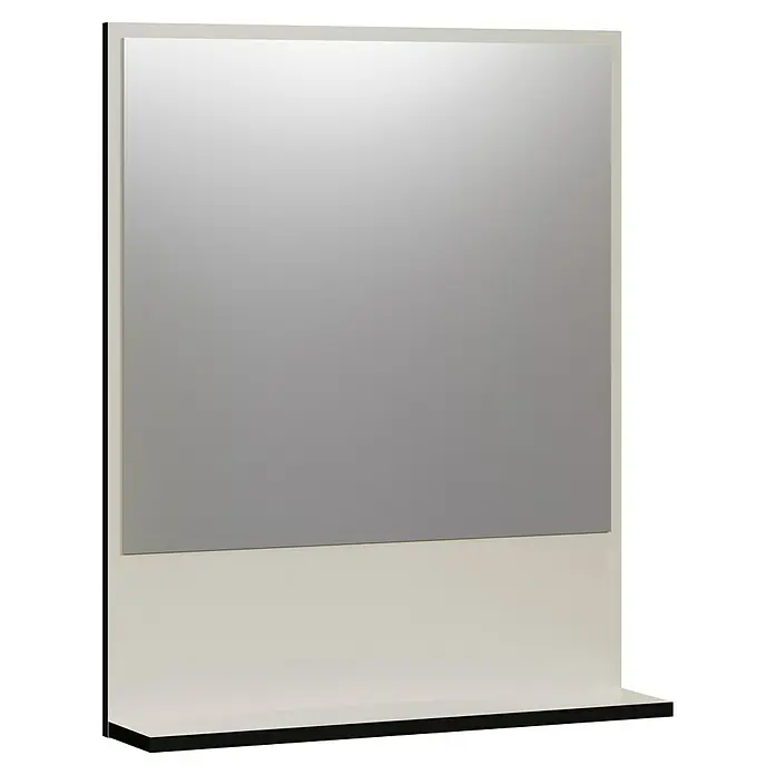 Trendteam Niklas Ablagespiegel - 60 x 14 x 74 cm, Kashmir - Vertikale Anzeigeeinheit mit großem grauem Bildschirm/Spiegel, heller Platte und funktionellem schwarzem Regal.