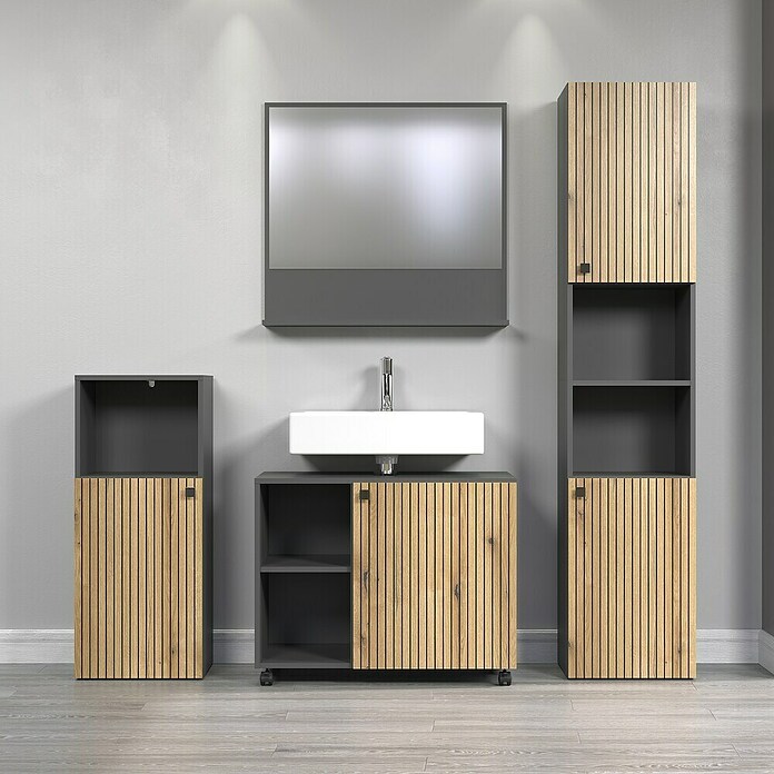 Trendteam Niklas Waschtischunterschrank (B x T x H: 80 x 42 x 64 cm, Evoke Eiche/Anthrazit, Strukturiert) | BAUHAUS
