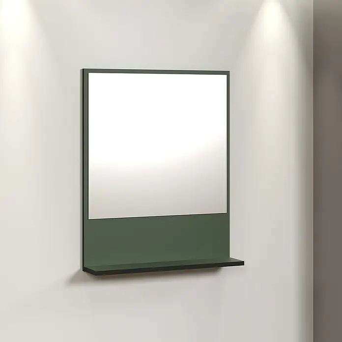 Trendteam Niklas Ablagespiegel - 60 x 14 x 74 cm, Grün - Der rechteckige Wandspiegel mit Ablage in Grün und Schwarz ist eine stilvolle Ergänzung für jedes moderne Badezimmer.