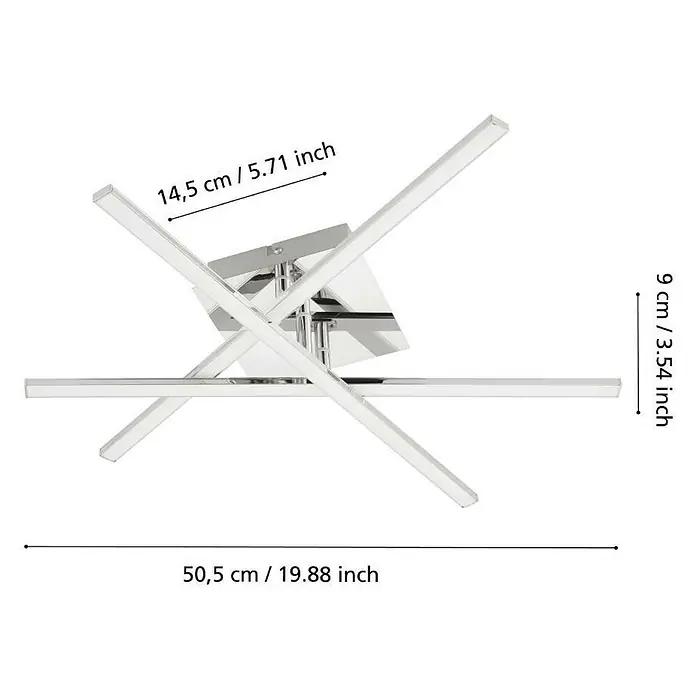 Eglo LED-Deckenleuchte Lasana 1 - 18 W, L x B x H: 50 x 16 x 9,5 cm, Chrom, Warmweiß - Produktbild: Moderne Deckenleuchte mit den Maßen 14,5 cm, 50,5 cm und 9 cm, ideal für stilvolle Beleuchtung.