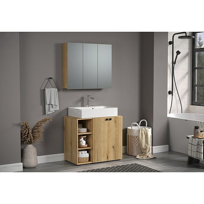 Trendteam Niklas Badmöbel-Set (90 cm, Evoke Eiche, Strukturiert, Breite Waschbecken: 60 cm) | BAUHAUS