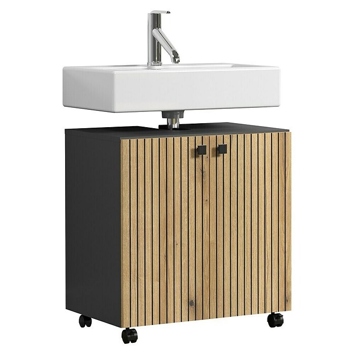 Trendteam Niklas Waschtischunterschrank (B x T x H: 60 x 42 x 64 cm, Evoke Eiche/Anthrazit, Strukturiert) | BAUHAUS