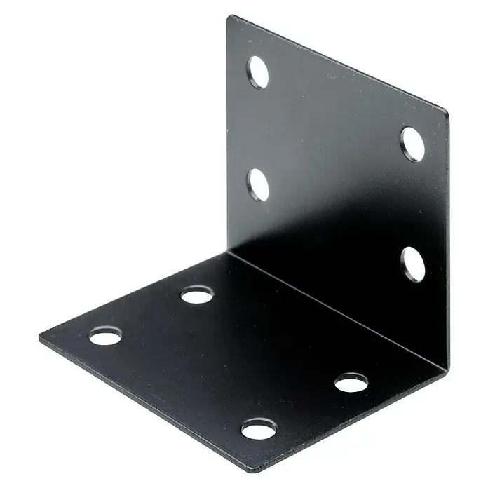 Hettich Winkelverbinder - L x B x H: 40 x 32 x 32 mm, Schwarz - Schwarzer Winkelverbinder aus Metall mit mehreren Löchern zur Befestigung.