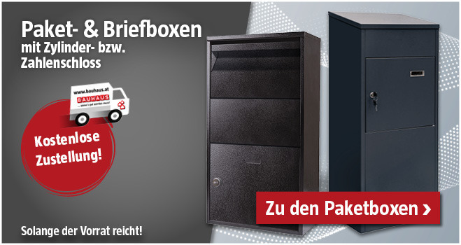 Werbebanner mit Paketboxen die Versandkostenfrei zugestellt werden