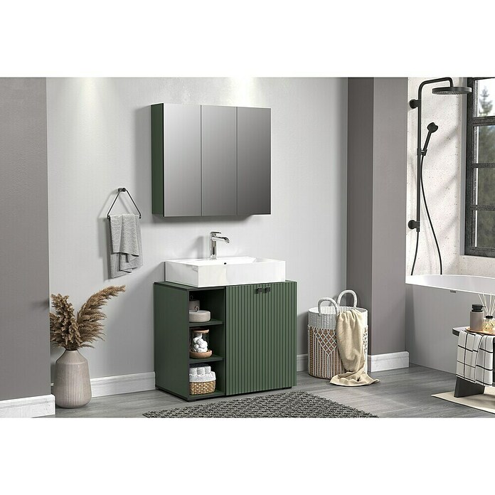 Trendteam Niklas Badmöbel-Set (90 cm, Grün, Strukturiert, Breite Waschbecken: 80 cm) | BAUHAUS