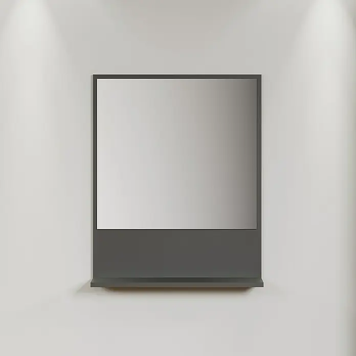 Trendteam Niklas Ablagespiegel - 60 x 14 x 74 cm, Anthrazit - Wandmontierter grauer Spiegel mit Regal zur Badezimmer- oder Schlafzimmerdekoration, der Stil und Funktionalität vereint.