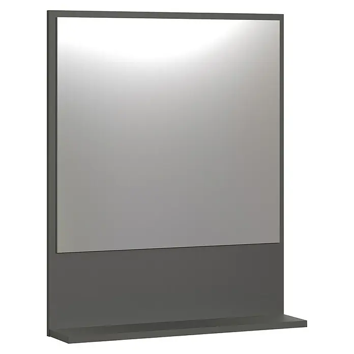 Trendteam Niklas Ablagespiegel - 60 x 14 x 74 cm, Anthrazit - Dunkelgrauer Bodenaufsteller mit beleuchtetem Bildschirm.