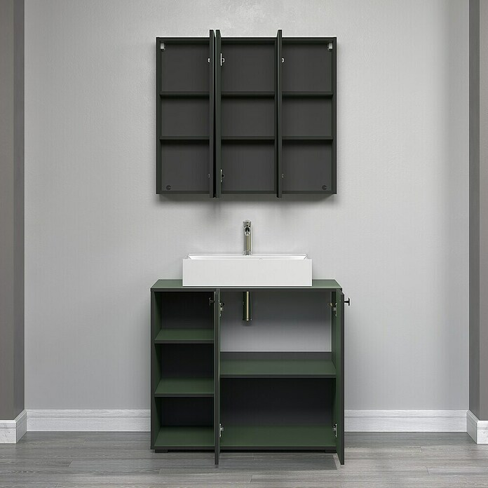 Trendteam Niklas Badmöbel-Set (90 cm, Grün, Strukturiert, Breite Waschbecken: 60 cm) | BAUHAUS