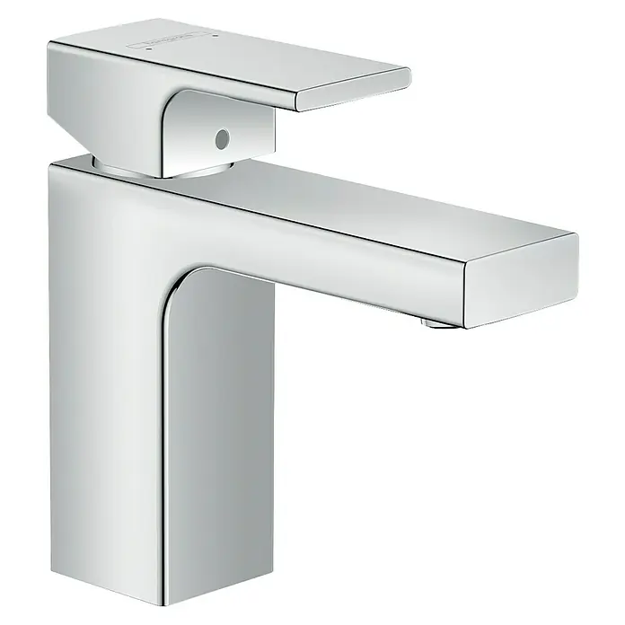 Hansgrohe Vernis Shape Waschtischarmatur 100 - Chrom, Zugstange - Ein moderner, verchromter Wasserhahn für das Badezimmer, der ein elegantes Design und eine glänzende Oberfläche für eine stilvolle Note bietet.