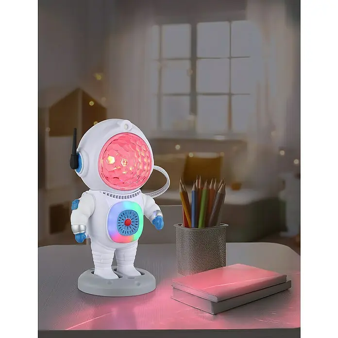 Globo Deko-Tischleuchte Cosmo - 6 W, L x B x H: 120 x 110 x 220 mm - Astronaut-Projektorlampe, die ein sternenklares Ambiente schafft. Ideal für Kinderzimmer, mit bunten Lichtern und beruhigender Atmosphäre.