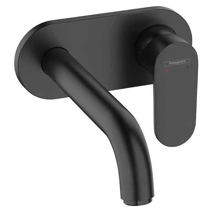 Hansgrohe Vernis Blend Waschtischarmatur - Schwarz, Matt, Ausladung Armatur: 21,9 cm - Elegante, schwarze Hansgrohe Waschtischarmatur zur Wandmontage, die Stil und Funktionalität im Badezimmer vereint.