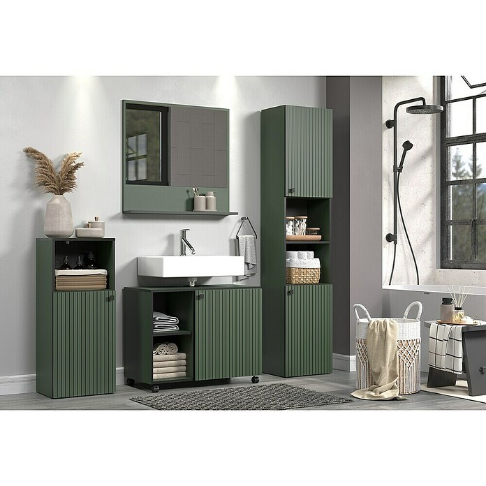 Trendteam Niklas Waschtischunterschrank (B x T x H: 80 x 42 x 64 cm, Grün, Strukturiert) | BAUHAUS