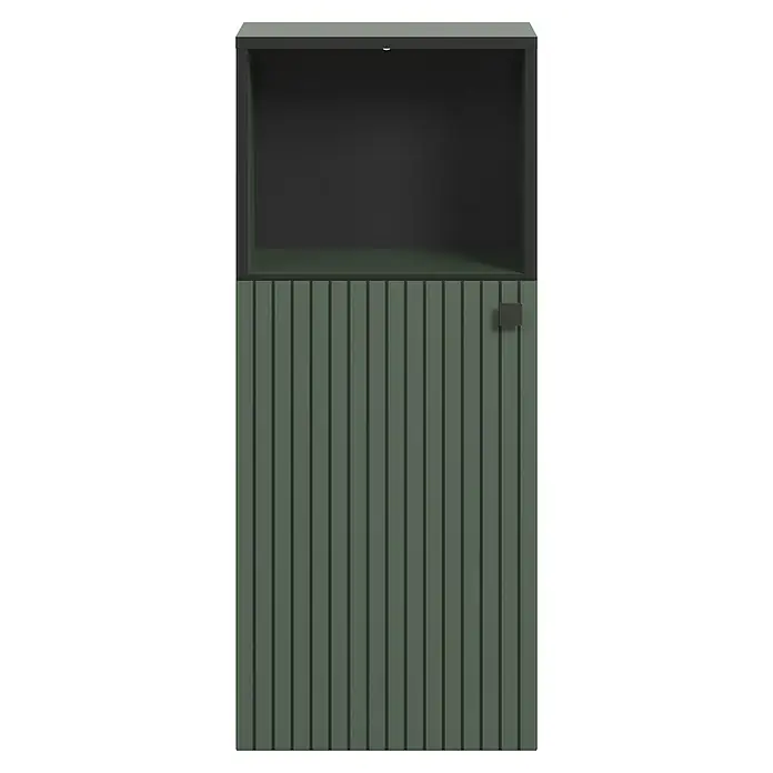 Trendteam Niklas Midischrank - B x T x H: 40 x 31 x 95 cm, Grün, Strukturiert - Dunkelgrüner und dunkelgrauer gerippter Aufbewahrungsschrank mit offenem Fach und Griff.