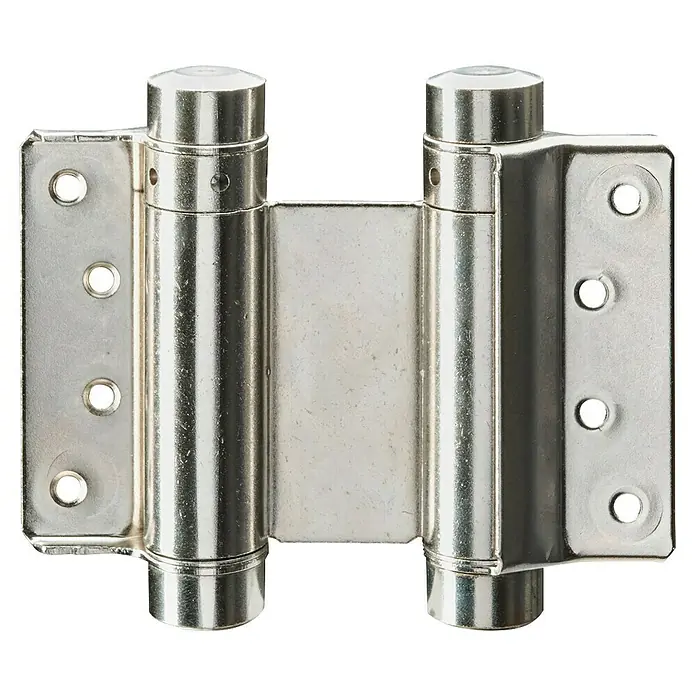Hettich Pendeltürbeschlag - Höhe: 95 mm, 1 Stk., Silber - Silberfarbenes Metall-Pendeltürband mit mehreren Schraubenlöchern für selbstschließende Türen.