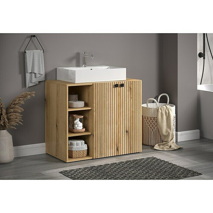 Trendteam Niklas Badmöbel-Set (90 cm, Evoke Eiche, Strukturiert, Breite Waschbecken: 60 cm) | BAUHAUS