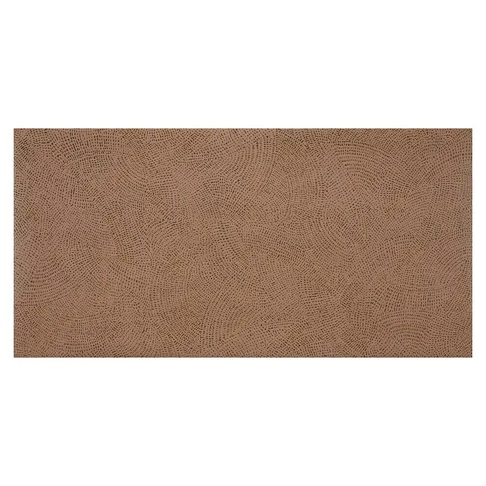BHS Showroom Revestimiento de pared Fez deko - 60 x 120 cm, Terracota, Mate, Rectificado - Obra de arte marrón con patrones de puntos concéntricos que crea una textura natural, ideal para interiores modernos.