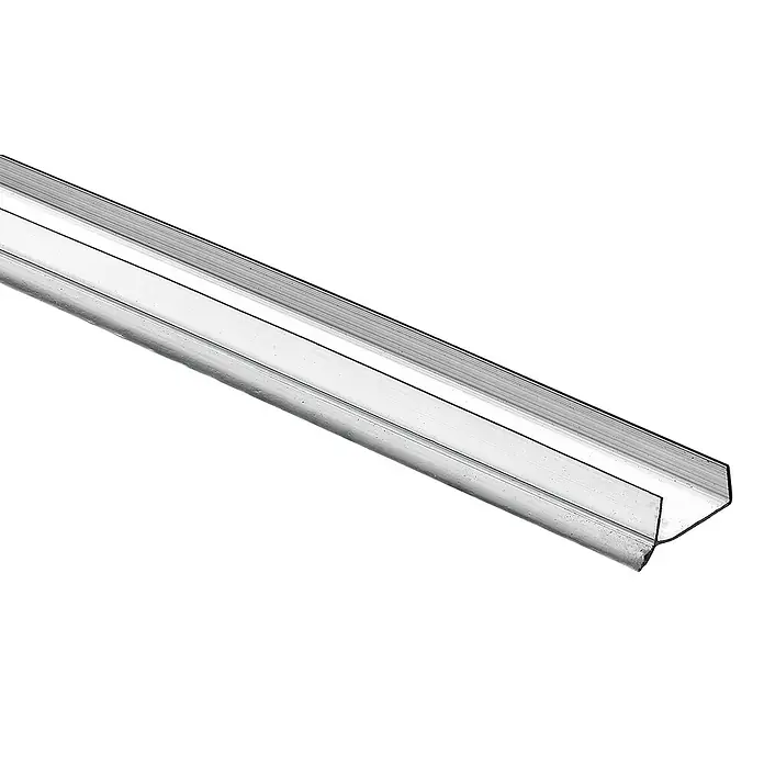 Stabilit Sockelprofil - L x B x H: 2,5 m x 19,5 mm x 11 mm - Nahaufnahme eines U-förmigen Aluminiumprofils, das für verschiedene Bau- und Montageanwendungen verwendet wird.