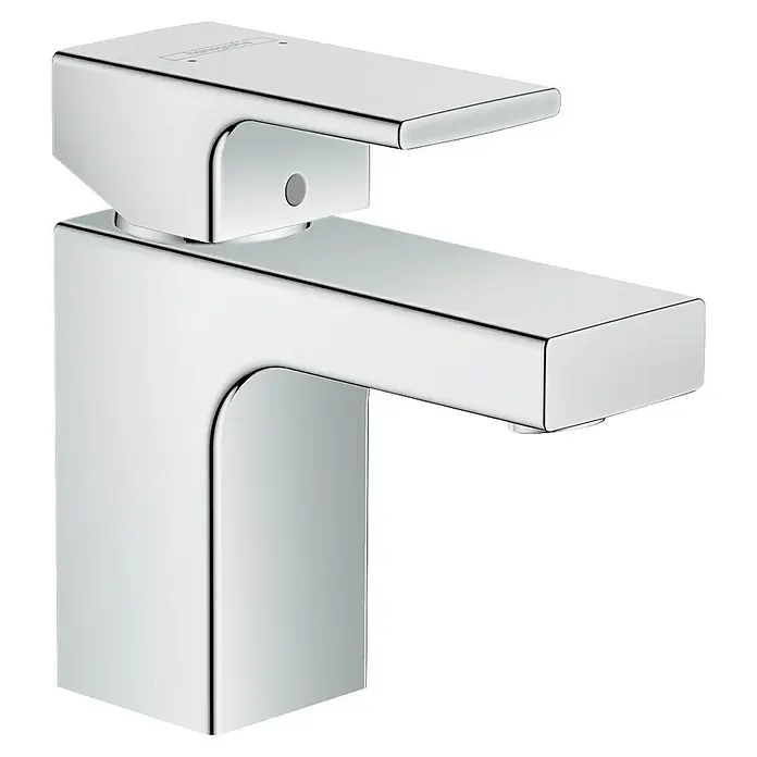 Hansgrohe Vernis Shape Waschtischarmatur 70 - Chrom, Mit Zugstange - Ein moderner, verchromter Wasserhahn mit einem klaren, rechteckigen Design, ideal für jedes Badezimmer. Hohe Qualität und stilvolle Ästhetik.