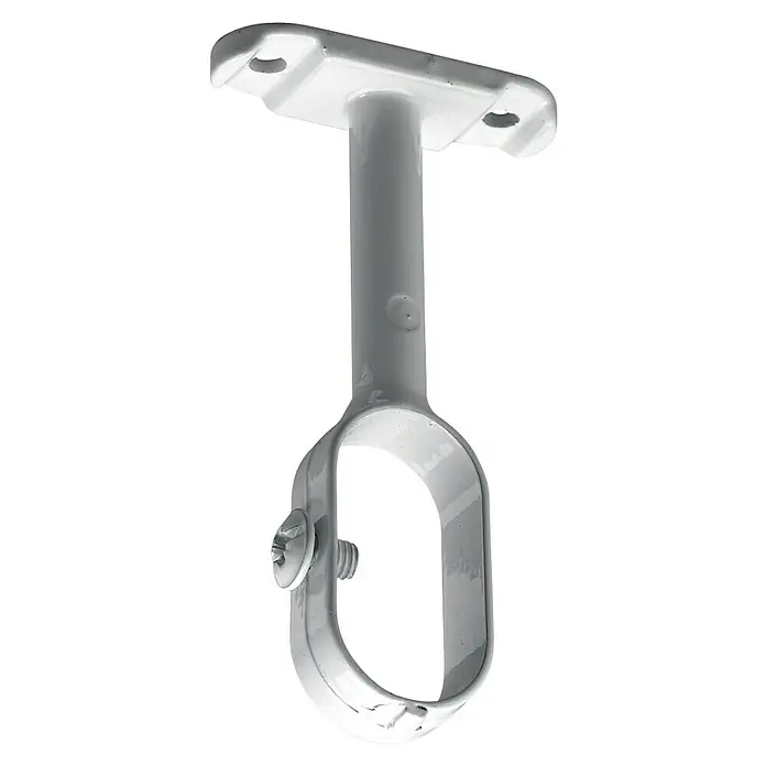 Hettich Kleiderstangenhalter - Zinkdruckguss, Weiß - Deckenhalterung für Kleiderstange, weiß. Der Halter ist mit Schrauben befestigt und sorgt für sicheren Halt der Stange im Schrank.