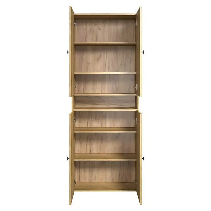 Trendteam Niklas Hochschrank - B x T x H: 70 x 31 x 186 cm, Evoke Eiche, Strukturiert, Mit offenem Fach - Offener heller Holzschrank mit mehreren Regalböden.