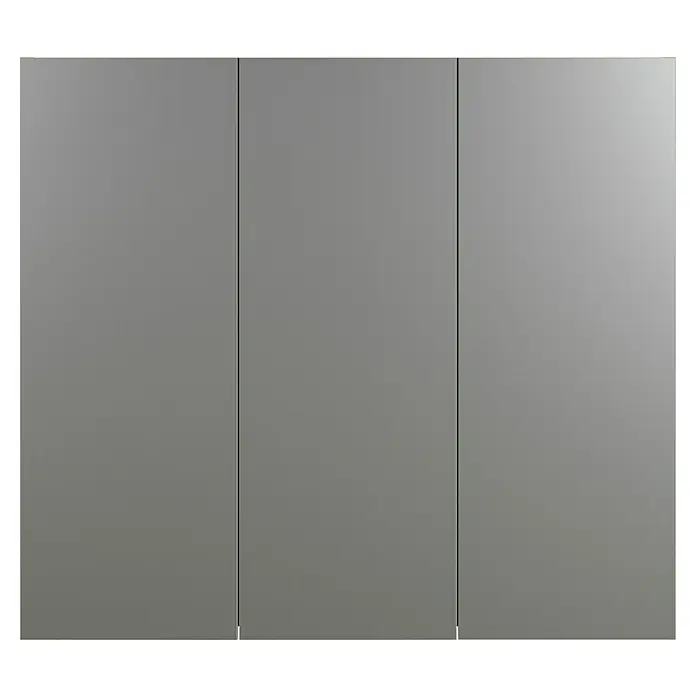 Trendteam Niklas Spiegelschrank - B x H: 90 x 80 cm, Anthrazit - Drei graue metallische Kleiderschranktüren mit subtilem Glanz.