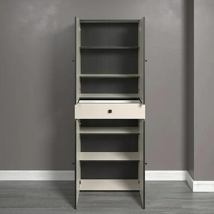 Trendteam Niklas Hochschrank - B x T x H: 70 x 31 x 186 cm, Kashmir, Strukturiert, Mit Schublade - Elegantes Regal mit offenen Türen und Schublade. Das Möbelstück bietet Stauraum und fügt sich nahtlos in moderne Einrichtungen ein.